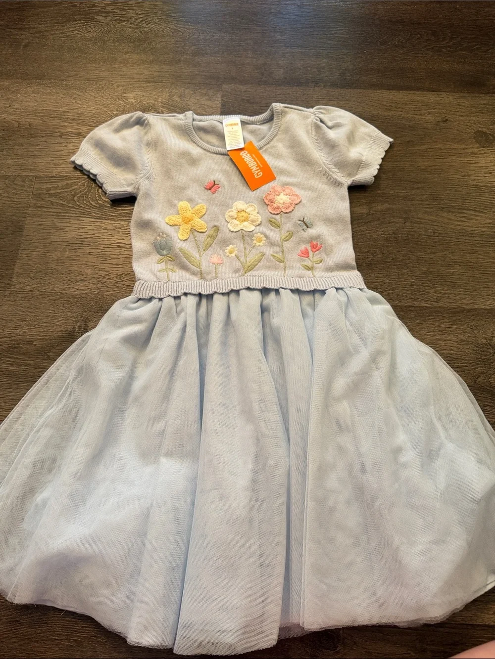 Gymboree Light Blue Floral Appliqué Tulle Dress